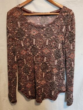 Women's Long Sleeve Aztec Knit Top